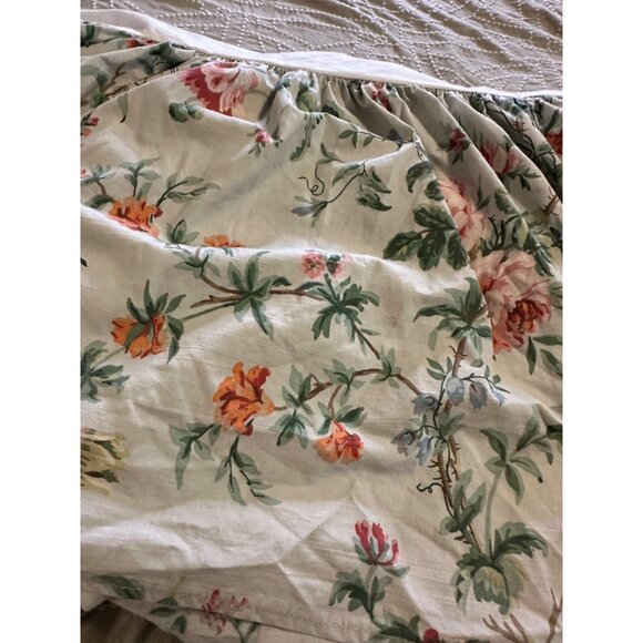 Vtg Ralph Lauren Floral Pewter Toulouse Bed Skirt Full Country Chic rare Read - Picture 10 of 15